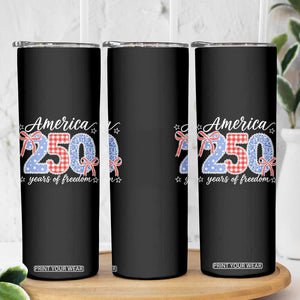 Girly America 250 Years Of Freedom Skinny Tumbler 4th of July Coquette Bow