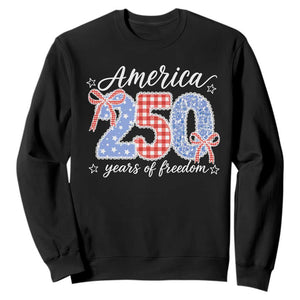 Girly America 250 Years Of Freedom Sweatshirt 4th of July Coquette Bow