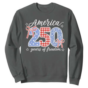 Girly America 250 Years Of Freedom Sweatshirt 4th of July Coquette Bow
