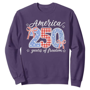 Girly America 250 Years Of Freedom Sweatshirt 4th of July Coquette Bow