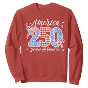 Girly America 250 Years Of Freedom Sweatshirt 4th of July Coquette Bow