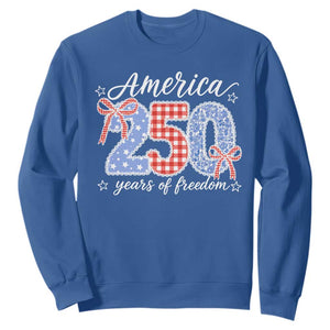 Girly America 250 Years Of Freedom Sweatshirt 4th of July Coquette Bow