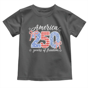 Girly America 250 Years Of Freedom Toddler T Shirt 4th of July Coquette Bow