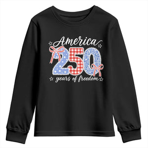 Girly America 250 Years Of Freedom Youth Sweatshirt 4th of July Coquette Bow