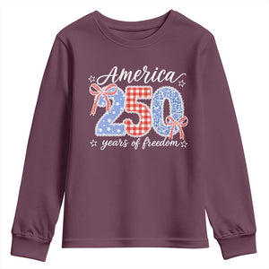 Girly America 250 Years Of Freedom Youth Sweatshirt 4th of July Coquette Bow