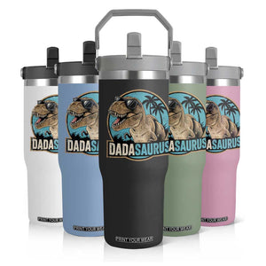 Dinosuar Dad Flip Straw Tumbler Funny Dadasaurus Fathers Day Family Matching TS11 Print Your Wear