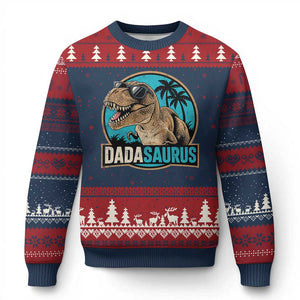 Dinosuar Dad Ugly Christmas Sweater Funny Dadasaurus Fathers Day Family Matching TS11 Navy Red Print Your Wear