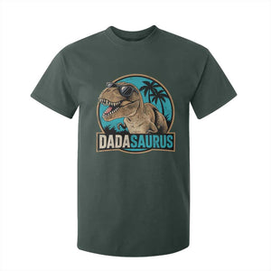 Dinosuar Dad T Shirt For Kid Funny Dadasaurus Fathers Day Family Matching TS11 Dark Forest Green Print Your Wear