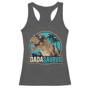 Dinosuar Dad Racerback Tank Top Funny Dadasaurus Fathers Day Family Matching TS11 Dark Heather Print Your Wear