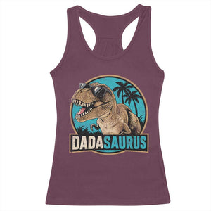 Dinosuar Dad Racerback Tank Top Funny Dadasaurus Fathers Day Family Matching TS11 Maroon Print Your Wear
