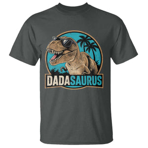 Dinosuar Dad T Shirt Funny Dadasaurus Fathers Day Family Matching TS11 Dark Heather Print Your Wear