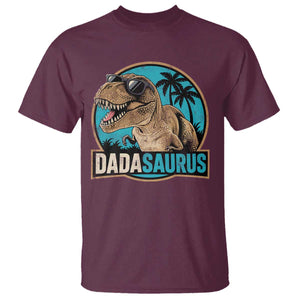 Dinosuar Dad T Shirt Funny Dadasaurus Fathers Day Family Matching TS11 Maroon Print Your Wear