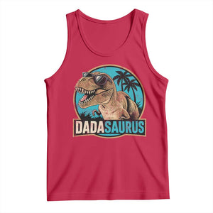 Dinosuar Dad Tank Top Funny Dadasaurus Fathers Day Family Matching TS11 Red Print Your Wear