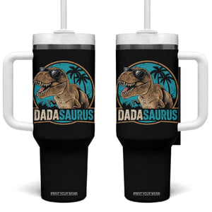 Dinosuar Dad Tumbler With Handle Funny Dadasaurus Fathers Day Family Matching TS11 One Size: 40 oz Black Print Your Wear