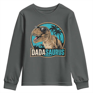Dinosuar Dad Youth Sweatshirt Funny Dadasaurus Fathers Day Family Matching TS11 Dark Heather Print Your Wear