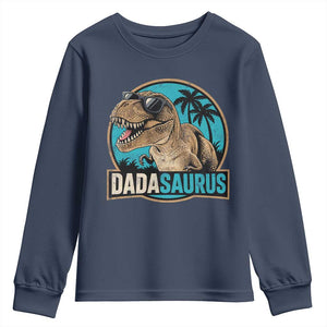 Dinosuar Dad Youth Sweatshirt Funny Dadasaurus Fathers Day Family Matching TS11 Navy Print Your Wear