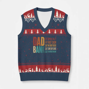 Dad Bank V-Neck Knit Sweater Vest Open 24 7 Fast Cash Funny Father's Day Gifts TS11 Navy Red Print Your Wear