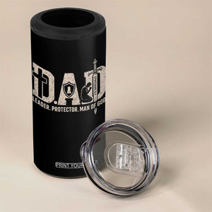 Christian Dad 4 in 1 Can Cooler Tumbler Father Leader Protector Man Of God TS11 Print Your Wear