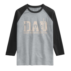 Christian Dad Raglan Shirt Father Leader Protector Man Of God TS11 Heather Gray Black Print Your Wear