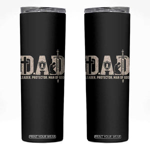 Christian Dad Skinny Tumbler Father Leader Protector Man Of God TS11 Black Print Your Wear