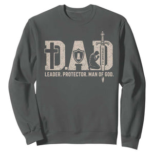 Christian Dad Sweatshirt Father Leader Protector Man Of God TS11 Dark Heather Print Your Wear
