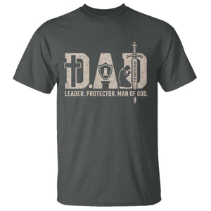 Christian Dad T Shirt Father Leader Protector Man Of God TS11 Dark Heather Print Your Wear