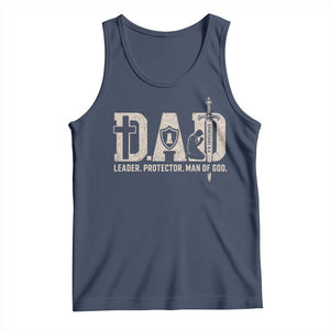 Christian Dad Tank Top Father Leader Protector Man Of God TS11 Navy Print Your Wear
