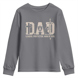 Christian Dad Youth Sweatshirt Father Leader Protector Man Of God TS11 Charcoal Print Your Wear