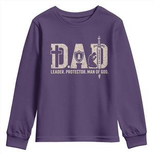 Christian Dad Youth Sweatshirt Father Leader Protector Man Of God TS11 Purple Print Your Wear