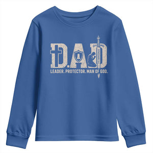 Christian Dad Youth Sweatshirt Father Leader Protector Man Of God TS11 Royal Blue Print Your Wear