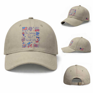 The Summer USA Turned 250 1776 2026 4th of July Baseball Cap TS11 Baseball Cap Universal Fit Beige Print Your Wear