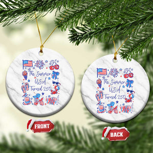 The Summer USA Turned 250 1776 2026 4th of July Ceramic Ornament TS11 1pc White Marble Print Your Wear
