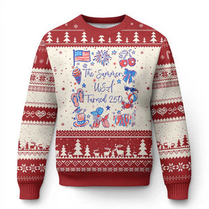 The Summer USA Turned 250 1776 2026 4th of July Ugly Christmas Sweater TS11 Beige Red Print Your Wear
