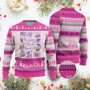 The Summer USA Turned 250 1776 2026 4th of July Ugly Christmas Sweater TS11 Hot Pink Print Your Wear