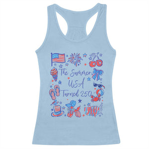 The Summer USA Turned 250 1776 2026 4th of July Racerback Tank Top TS11 Light Blue Print Your Wear