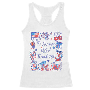 The Summer USA Turned 250 1776 2026 4th of July Racerback Tank Top TS11 White Print Your Wear