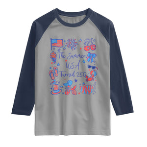 The Summer USA Turned 250 1776 2026 4th of July Raglan Shirt TS11 Sport Gray Navy Print Your Wear