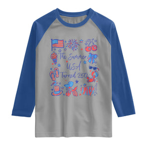 The Summer USA Turned 250 1776 2026 4th of July Raglan Shirt TS11 Sport Gray Royal Print Your Wear