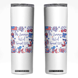 The Summer USA Turned 250 1776 2026 4th of July Skinny Tumbler TS11 White Print Your Wear