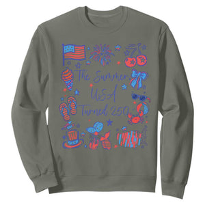 The Summer USA Turned 250 1776 2026 4th of July Sweatshirt TS11 Military Green Print Your Wear