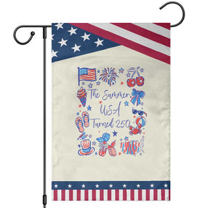 The Summer USA Turned 250 1776 2026 4th of July Patriotic Garden Flag TS11 Modern Beige Blue Print Your Wear