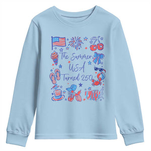 The Summer USA Turned 250 1776 2026 4th of July Youth Sweatshirt TS11 Light Blue Print Your Wear