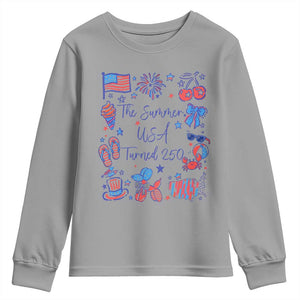 The Summer USA Turned 250 1776 2026 4th of July Youth Sweatshirt TS11 Sport Gray Print Your Wear