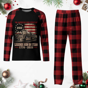 Train USA 250th Anniversary Plaid Pajama Set American Iron Spirit Steam Locomotive Railroad Train Engine TS11 Buffalo Plaid Print Your Wear