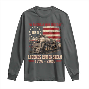 Train USA 250th Anniversary Long Sleeve Shirt American Iron Spirit Steam Locomotive Railroad Train Engine TS11 Dark Heather Print Your Wear