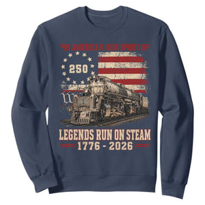 Train USA 250th Anniversary Sweatshirt American Iron Spirit Steam Locomotive Railroad Train Engine TS11 Navy Print Your Wear