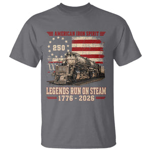 Train USA 250th Anniversary T Shirt American Iron Spirit Steam Locomotive Railroad Train Engine TS11 Charcoal Print Your Wear
