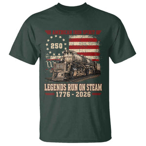 Train USA 250th Anniversary T Shirt American Iron Spirit Steam Locomotive Railroad Train Engine TS11 Dark Forest Green Print Your Wear