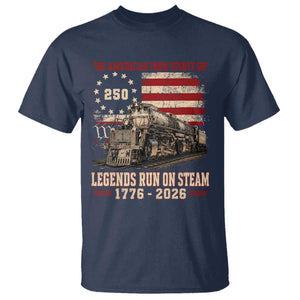 Train USA 250th Anniversary T Shirt American Iron Spirit Steam Locomotive Railroad Train Engine TS11 Navy Print Your Wear
