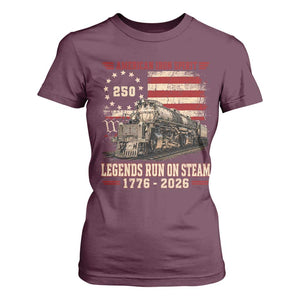 Train USA 250th Anniversary T Shirt For Women American Iron Spirit Steam Locomotive Railroad Train Engine TS11 Maroon Print Your Wear